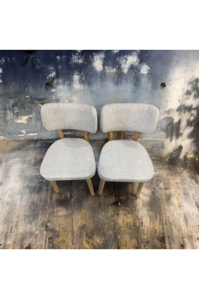 BAMBEDS MOBİLYA Bambeds Mobilya, Wood Bam İskandinav 2li Ahşap Sandalye Krem Mutfak Salon Yemek Odası Sandalyesi - 4