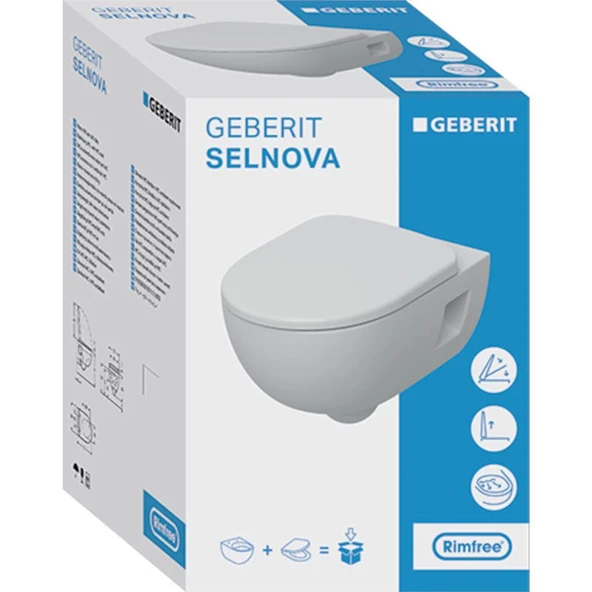 Geberit Selnova Premium Rimfree Asma Klozet ve Kapak Seti - 2