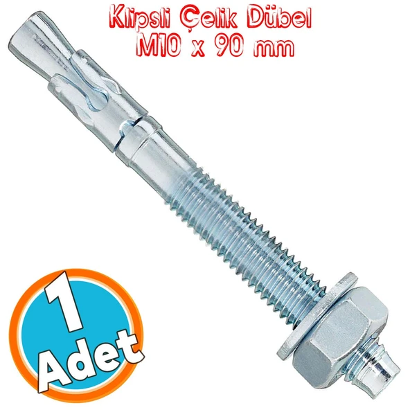 Klipsli Saplamalı Çelik Dübel M10x90 mm Raf Montaj Bağlantı Zemin Monte Tavan Beton Asma Aparat