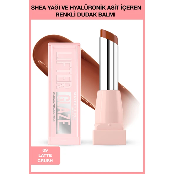 Maybelline New York Lifter Glaze Shea Yağı ve Hyalüronik Asit içeren Renkli Dudak Balmı - 09 Latte Crush - 3