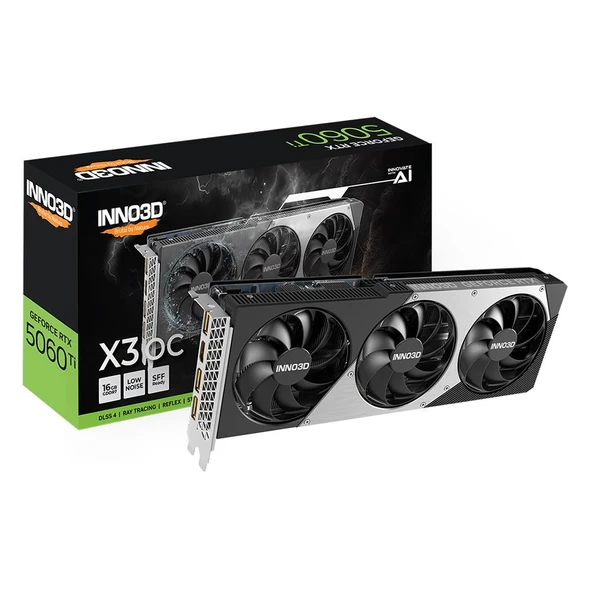Inno3D GeForce RTX5060Ti 16GB X3 OC 128Bit GDDR7 Ekran Kartı N506T3-16D7X-191073L