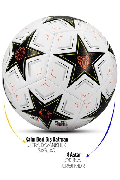 3lü Set Futbol Topu Tekmelik Şampiyonlar Ligi Pompalı Sert Zemin Halı Saha Futbol Topu No:5 - 3