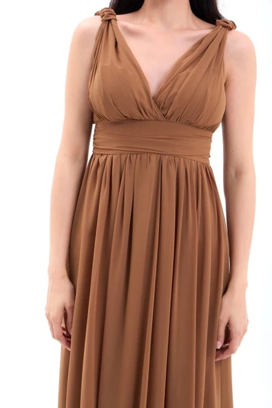 4662 ELBİSE-KAHVE - Resim 4