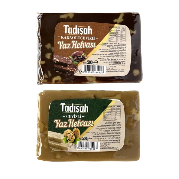Abdurrahman Tatlıcı Tadışah Yaz Helvası Kak.Cevizli ve Cevizli 500 gr x 2 Adet