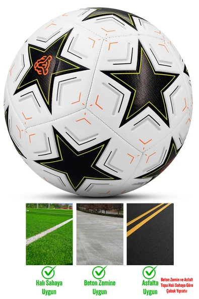 3lü Set Futbol Topu Tekmelik Şampiyonlar Ligi Pompalı Sert Zemin Halı Saha Futbol Topu No:5 - 5
