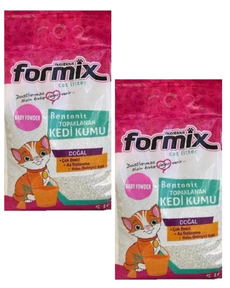 Formix Bentonit Topaklanan Kedi Kumu 5 Lt X 2 Adet
