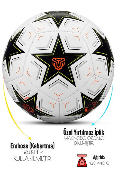 3lü Set Futbol Topu Tekmelik Şampiyonlar Ligi Pompalı Sert Zemin Halı Saha Futbol Topu No:5 - 2