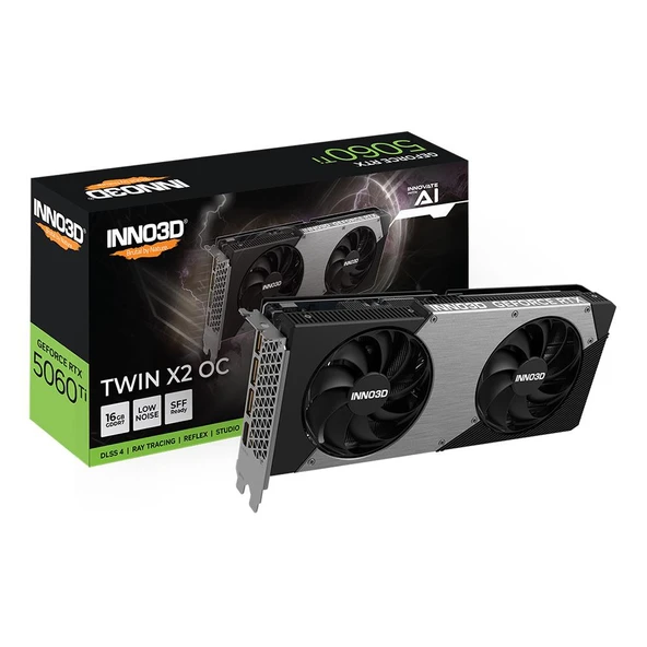 Inno3D GeForce RTX5060Ti 16GB Twin X2 OC 128Bit GDDR7 Ekran Kartı N506T2-16D7X-191073N