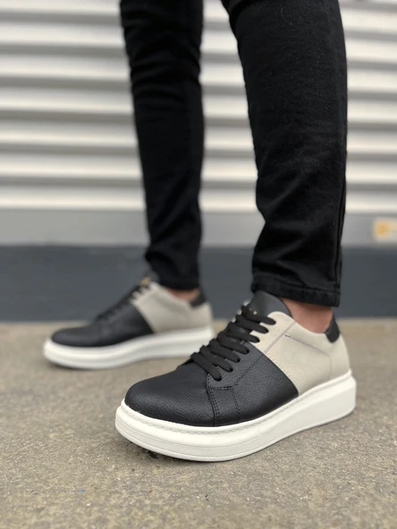 Boost Bağcıklı Cilt Süet Erkek Günlük Sneaker Ayakkabı CSBT - Siyah/Gri - 2