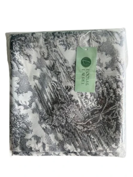 LOOM & LAUREL Jakarlı Dokuma Kumaş 160 X 160 Yuvarlak Masa Örtüsü Gri Ağırlıklı - Resim 3