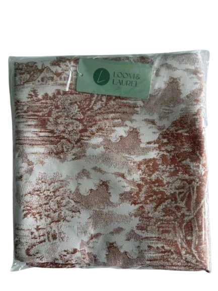 LOOM & LAUREL Jakarlı Dokuma Kumaş 160 X 160 Yuvarlak Masa Örtüsü Açık Kahverengi Ağırlıklı - Resim 4