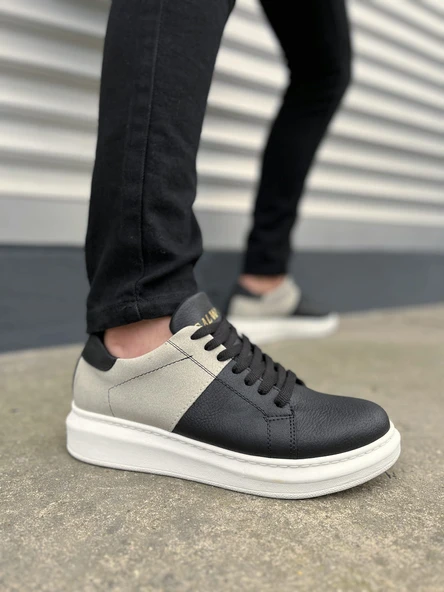 Boost Bağcıklı Cilt Süet Erkek Günlük Sneaker Ayakkabı CSBT - Siyah/Gri