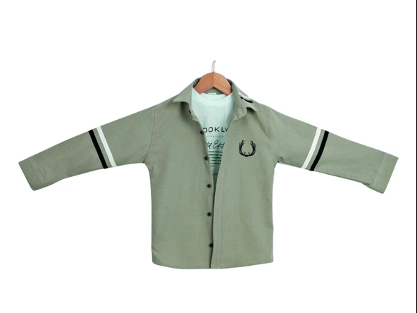 NAKIŞLI T-SHIRTLU ERKEK GÖMLEK - 3