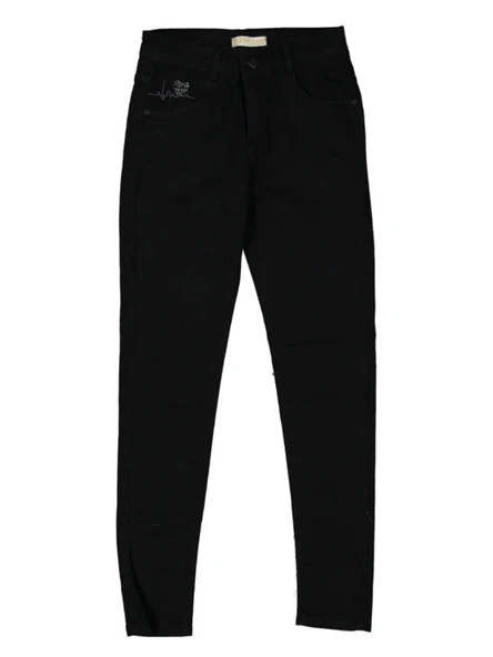 KALP NAKIŞLI JEANS KIZ PANTOLON