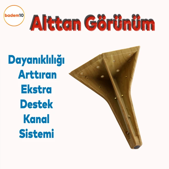 Empoli 16 cm Açık Ceviz Gold 4 Adet Lüks Mobilya Kanepe Koltuk Sehpa Tv Ünitesi Baza Ayağı Seti - Resim 2