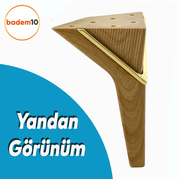 Empoli 16 cm Açık Ceviz Gold 4 Adet Lüks Mobilya Kanepe Koltuk Sehpa Tv Ünitesi Baza Ayağı Seti - Resim 7