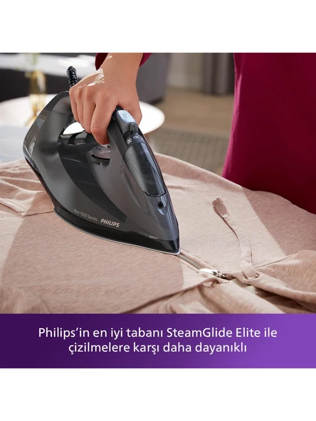 Philips 7500 Serisi Azur Buharlı Ütü 3200 W, 55g/dk Sürekli Buhar, 260 g Şok Buhar, SteamGlide Elite Taban, DST7511/80 - 2