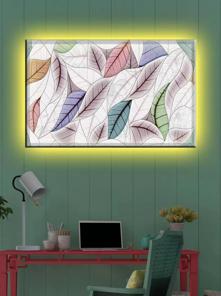 Led Işıklı Sanatsal Yaprak Tablo