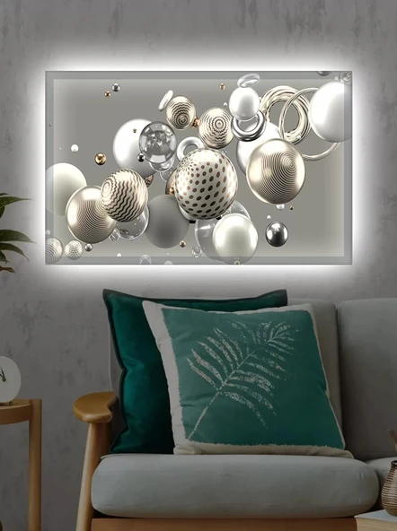 Led Işıklı 3d Dekoratif Tablo Beyaz Çiçek