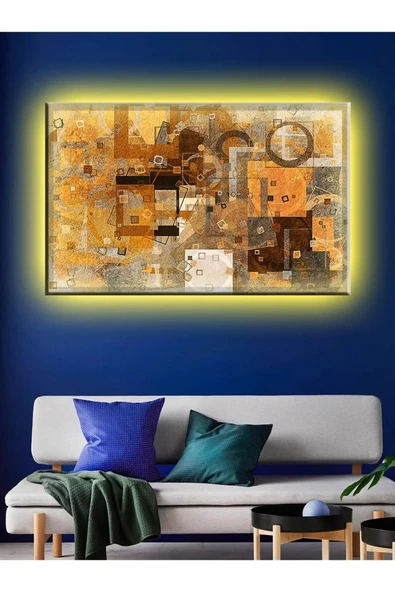 Led Işıklı Sanatsal Soyut Tablo