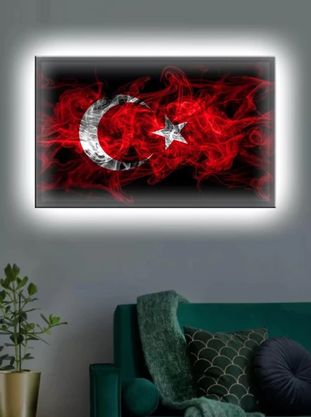 Led Işıklı Türk Bayrağı (kırmızı Beyaz)