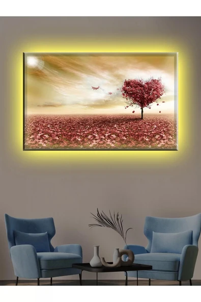 Led Işıklı Kalpli Ağaç  (salon  Tablosu)