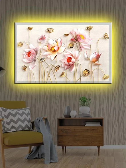 Led Işıklı Beyaz Çiçek (yatak Odası Tablosu)