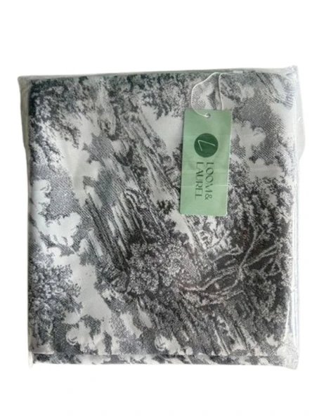 LOOM & LAUREL Jakarlı Dokuma Kumaş Masa Örtüsü Gri Ağırlıklı - 5