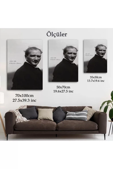 Atatürk Portre Tablosu Mustafa Kemal Atatürk Dikdörtgen Dekoratif Kanvas Tablo-FD-128 - 5