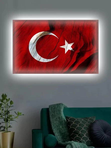 Led Işıklı Türk Bayrağı (ay Yıldız)