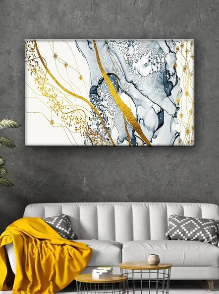 Led Işıklı Dekoratif Gold Kare Tablo - 2