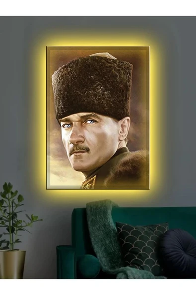 Led Işıklı Mustafa Kemal Atatürk Kanvas Tablo