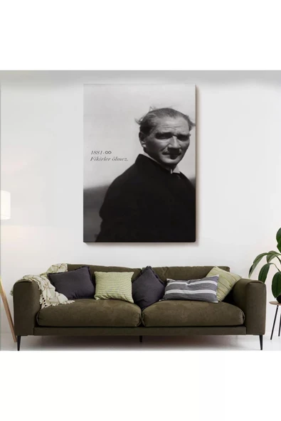 Atatürk Portre Tablosu Mustafa Kemal Atatürk Dikdörtgen Dekoratif Kanvas Tablo-FD-128 - 2