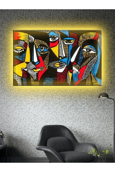 Led Işıklı Sanatsal Geometrik Surat