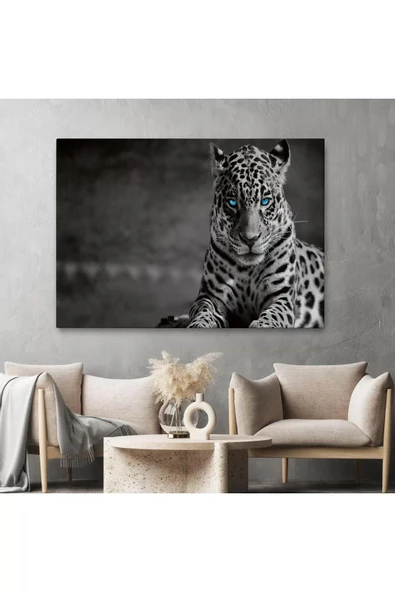 Mavi Gözlü Leopar Dekoratif Kanvas Tablo 1162 - 2
