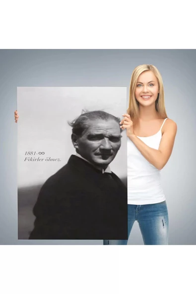 Atatürk Portre Tablosu Mustafa Kemal Atatürk Dikdörtgen Dekoratif Kanvas Tablo-FD-128 - 3