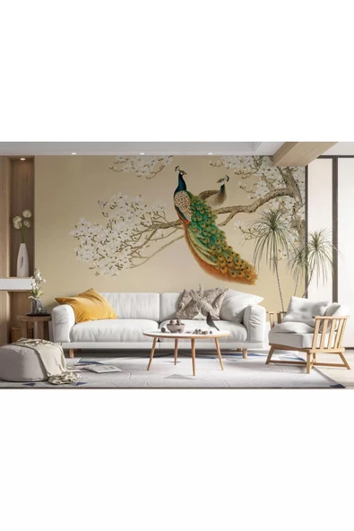 Dalda Duran Tavuz Kuşları Duvar Kağıdı-5611 - 4