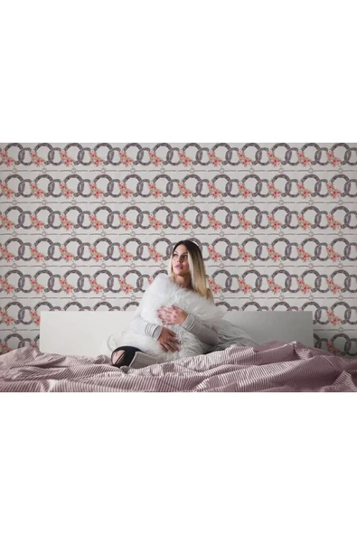 Pembe Çiçek Desenli Duvar Kağıdı-5593 - 3