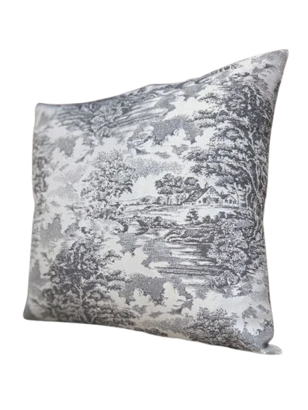 LOOM & LAUREL Jakarlı Dokuma Kumaş Kırlent 45x43 cm (İçi Dolu) Gri Ağırlıklı