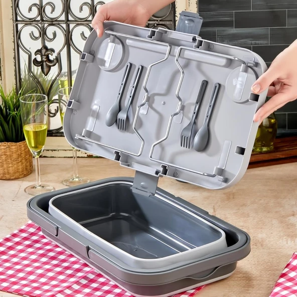 bigmate Portatif Katlanır Piknik Seti 25Lt Silikon Sepetli Masalı Piknik Sepeti - 5