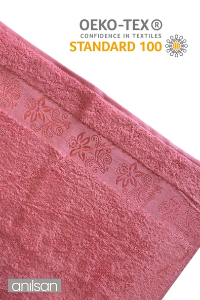 2'li Flora Pembe Banyo Havlusu - 70x140cm, 490gr, %100pamuk, Spa Ve Otel Havlusu - 3