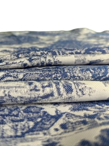 LOOM & LAUREL Jakarlı Dokuma Kumaş Kırlent 45x43 cm (İçi Dolu) Mavi Ağırlıklı - Resim 3