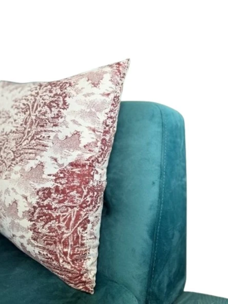 LOOM & LAUREL Jakarlı Dokuma Kumaş Kırlent 45x43 cm (İçi Dolu) Bordo Ağırlıklı - Resim 9