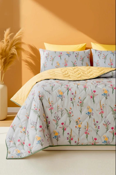 Rivaİstanbul Begonvil Çift Kişilik Pamuklu Kapitone Pike & Yatak Örtüsü ürün görseli