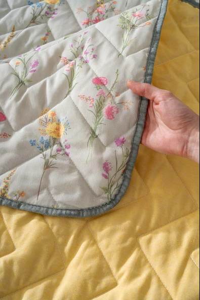 Rivaİstanbul Begonvil Çift Kişilik Pamuklu Kapitone Pike & Yatak Örtüsü - Resim 6