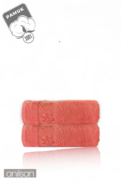 2'li Flora Pembe Banyo Havlusu - 70x140cm, 490gr, %100pamuk, Spa Ve Otel Havlusu - 2