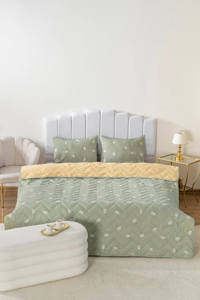 Rivaİstanbul Etnik Saray Çift Kişilik Pamuklu Kapitone Pike & Çok Amaçlı Yatak Örtüsü - Resim 2