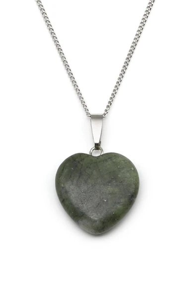 Yeşim Doğal Taş Kalp Model Kolye ürün görseli 1