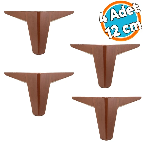 Mobilya Kanepe Sehpa Puf Koltuk Ayağı 12 cm Kahverengi Ahşap Desenli Baza Ayak 4 Adet ürün görseli