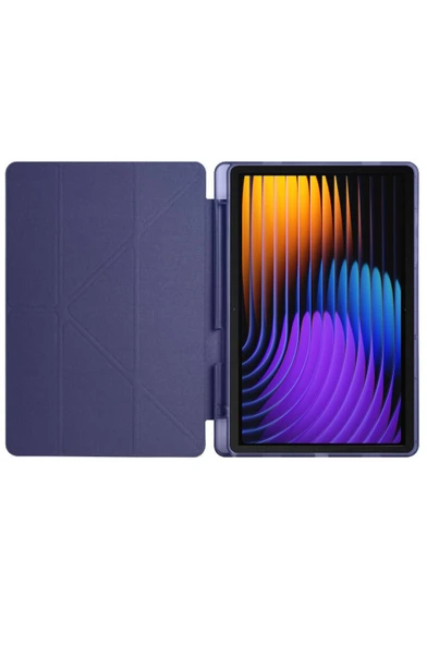 Xiaomi Pad 7 Pro / Pad 7 Uyumlu Kılıf Kalem Bölmeli Standlı Kılıf + Ekran Koruyucu + Kalem 3'lü Set  LACİVERT - 2